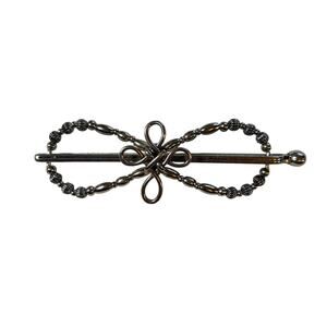 Lilla Rose silver flexi beaded hair clip, celtic cross with engraved fastener.